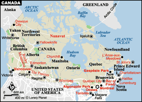 Carte du Canada